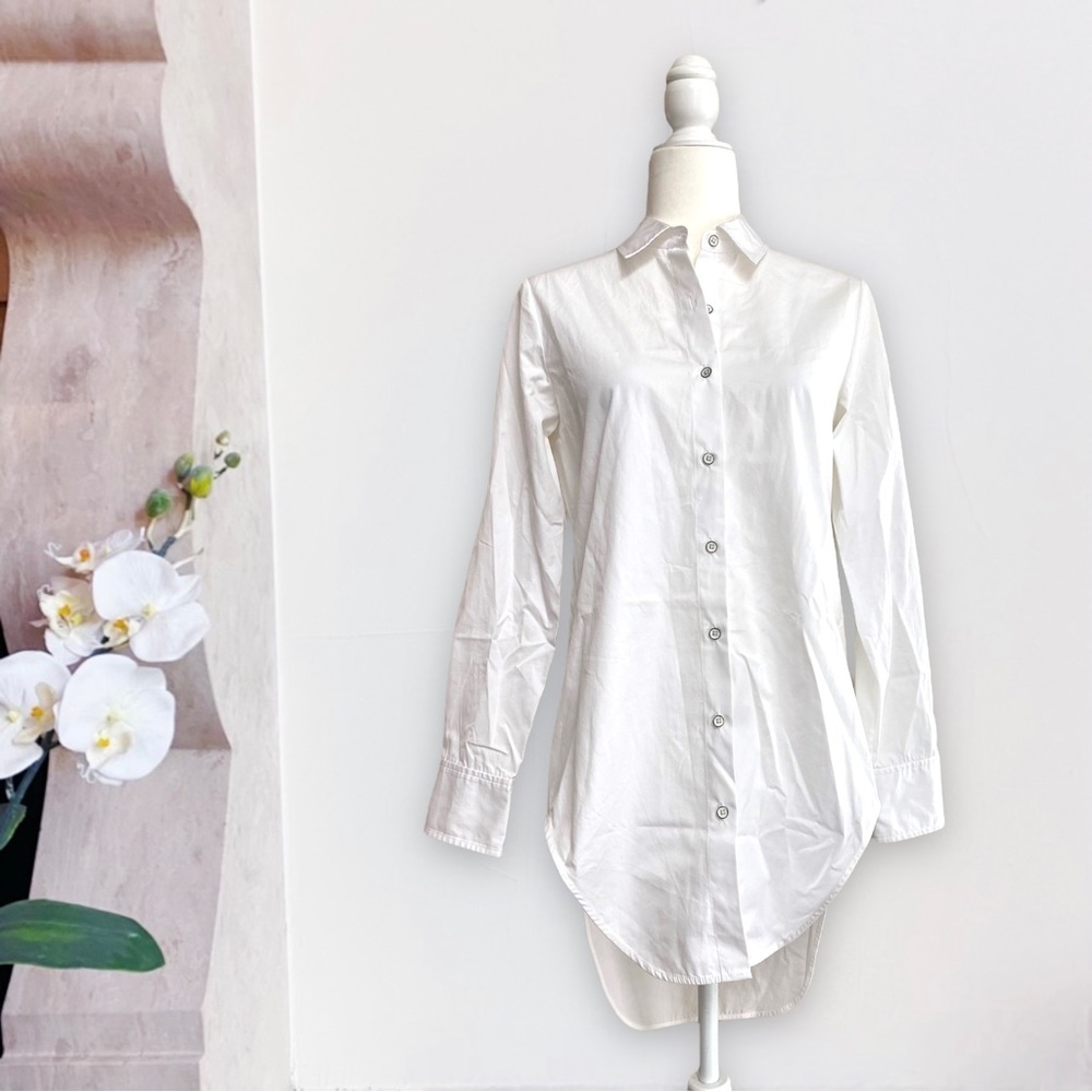 rag & bone White Button-Down Longline Shirt